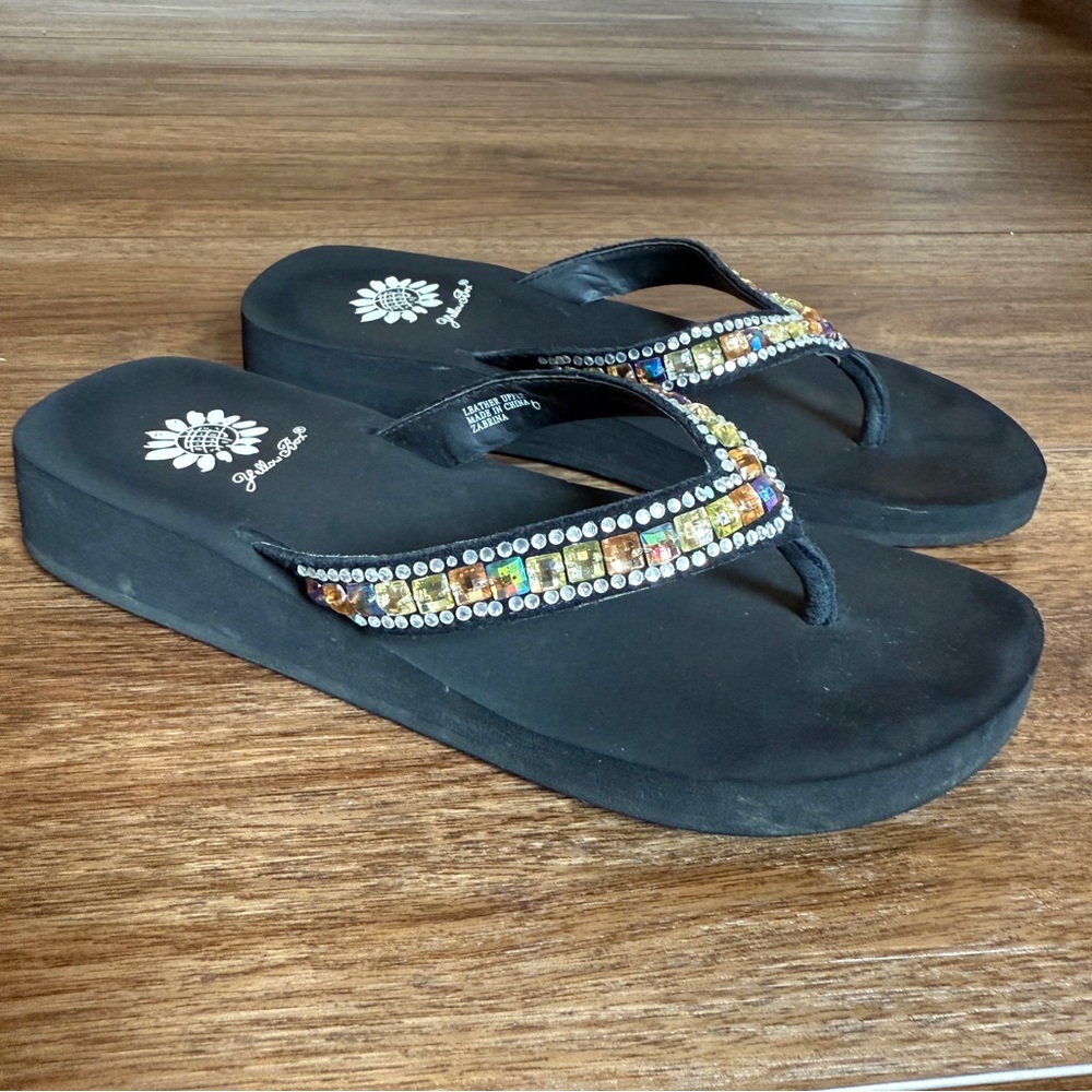 Yellow Box Zabrina Multi-Color Rhinestone Flip Flop Sandals - Picture 8 of 11